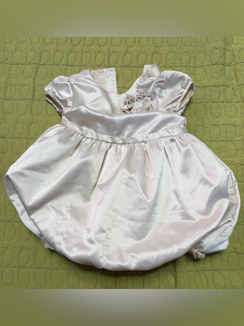 Janie and Jack Ivory Satin like Bubble Dress with Rosette